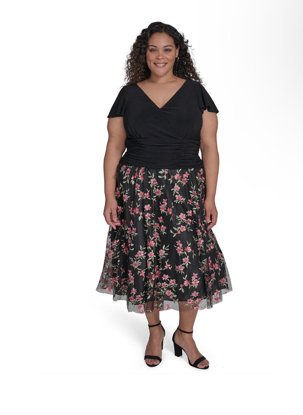 New Jessica Howard mixed media mesh floral embroidered dress $179 sz 14